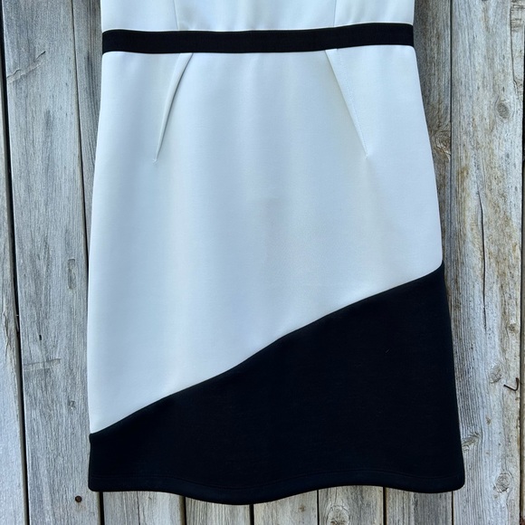 NWT ABS Allen Schwartz Vintage Y2K Sleeveless Sheath Scuba Dress Black Cream 10 - Picture 6 of 14